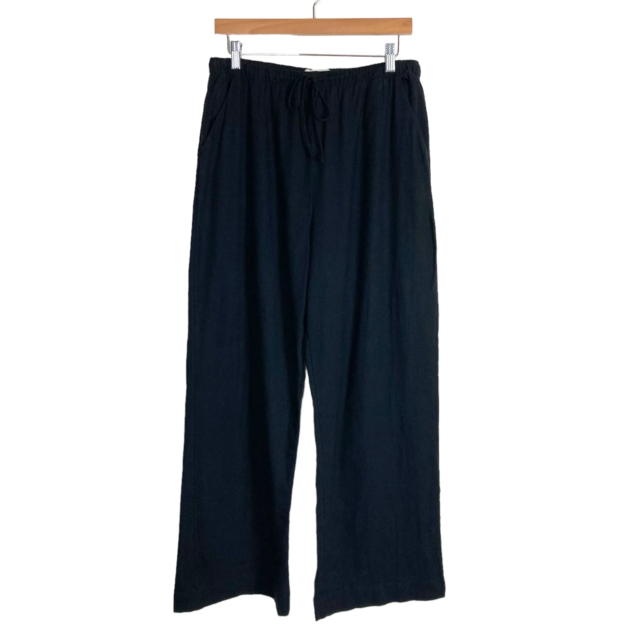 Abercrombie & Fitch Black Linen Blend Wide Leg Drawstring Pants- Size M (Inseam 28.5”)