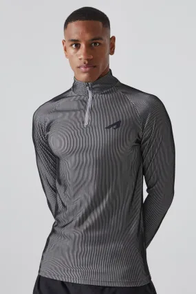 Active Slim Fit Ribbed Quarter Zip Top | boohooMAN UK