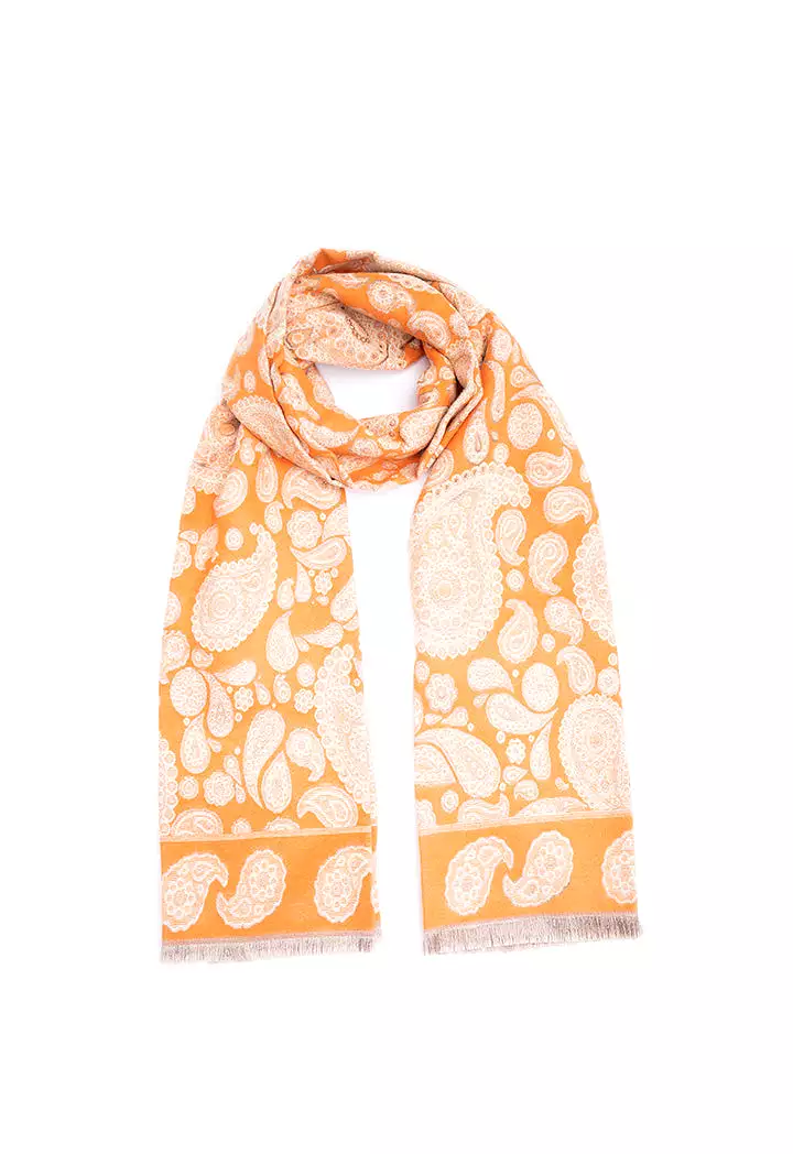 All Over Printed Frayed Edges Winter Pashmina