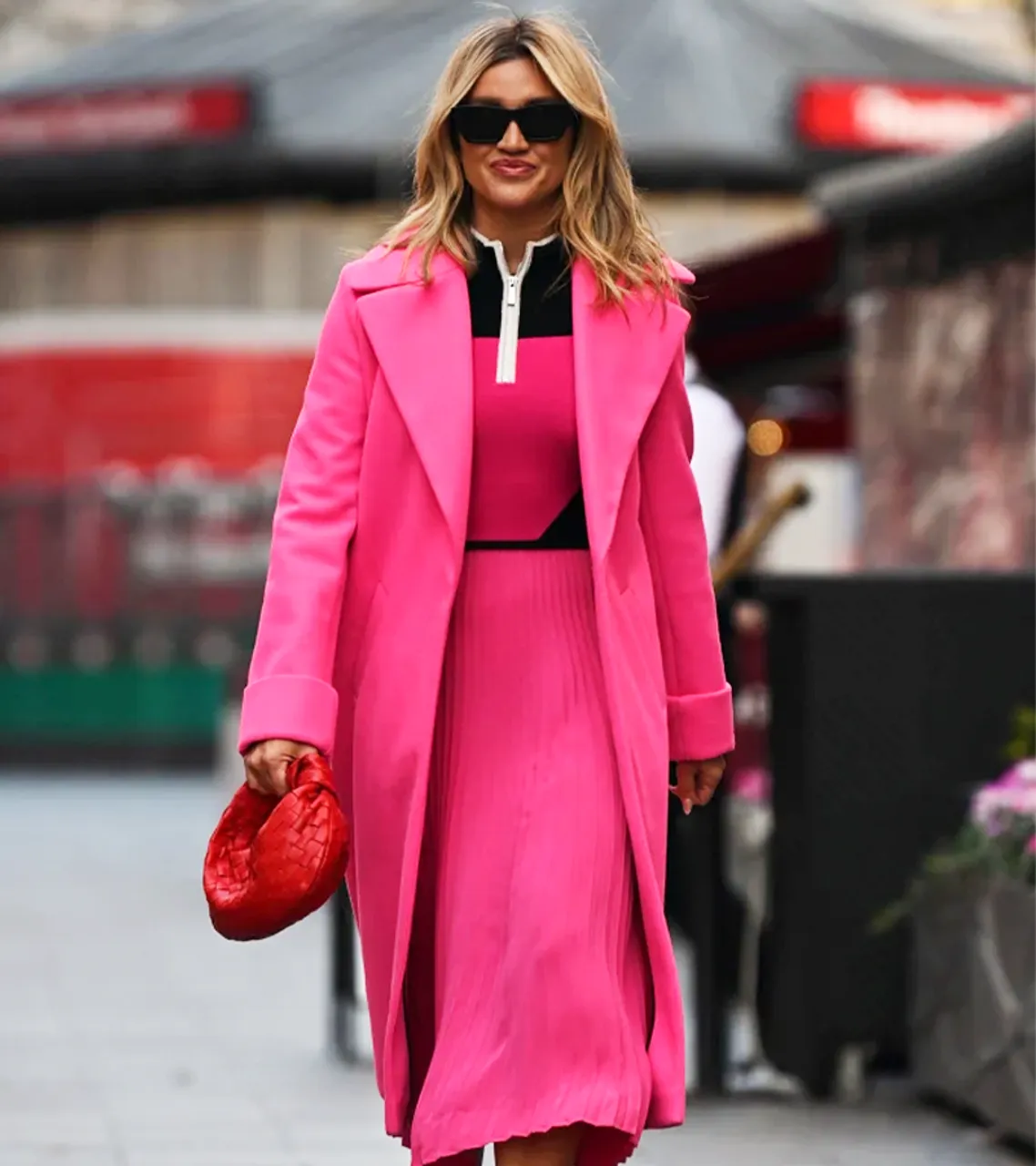 Ashley Roberts Pink Wool Trench Coat 2022