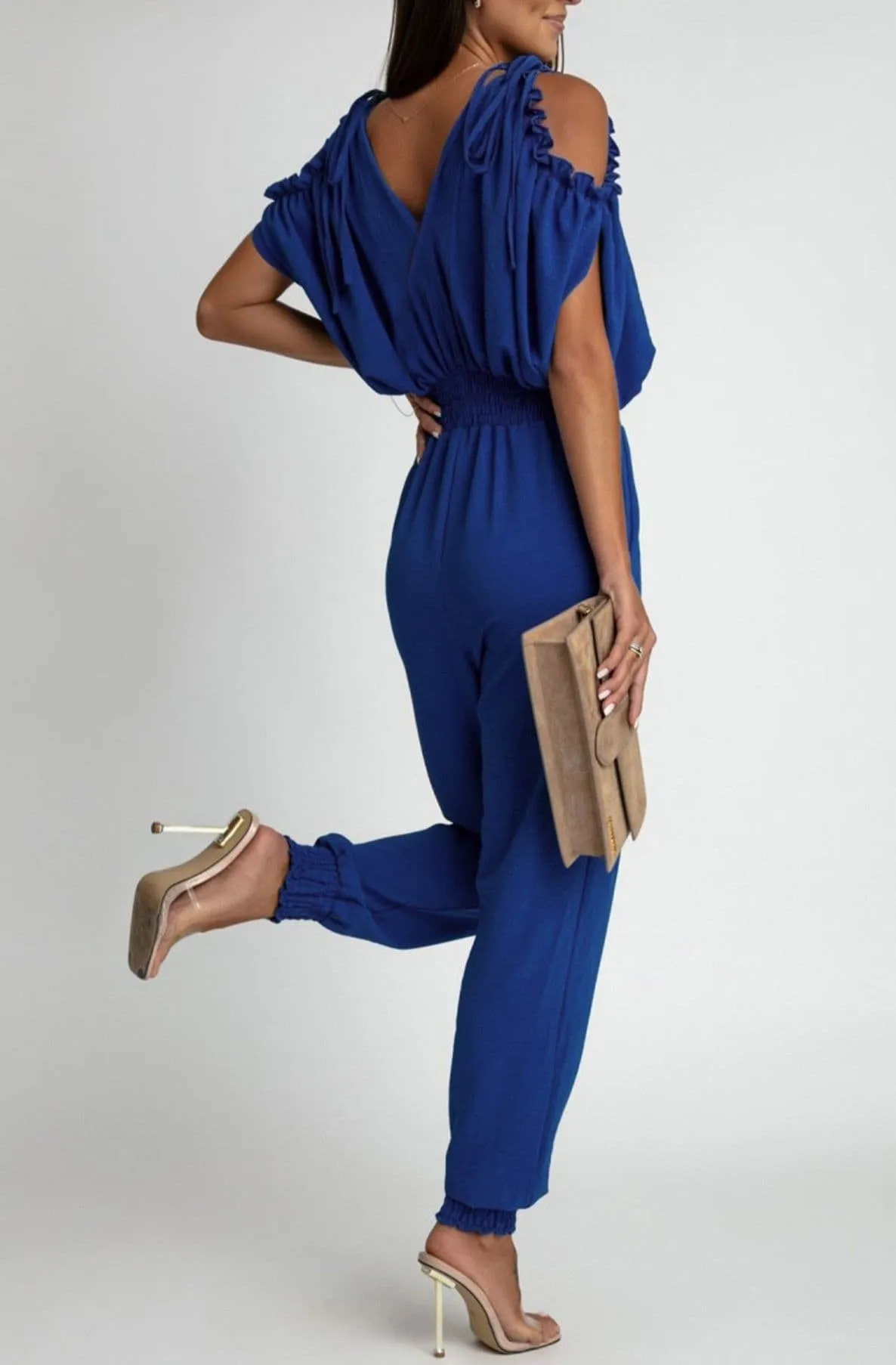 Azeila Cold  Shoulder Jumpsuit -Hot Pink