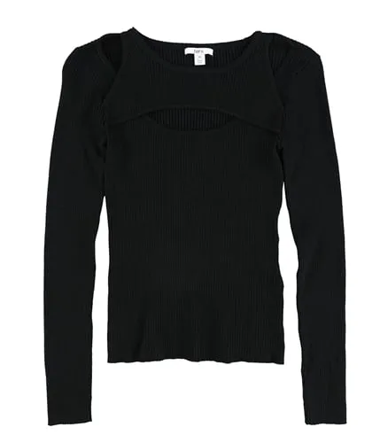 Bar Iii Womens Cutout Ribbed Pullover Sweater