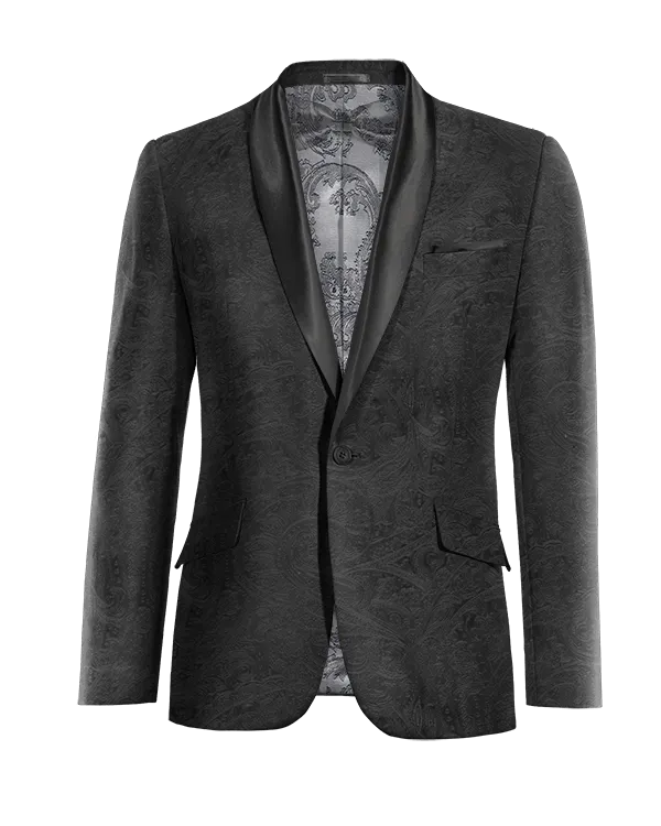  Blazer Esmoquin negro Ónix de terciopelo paisley