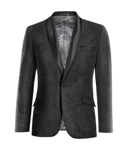  Blazer Esmoquin negro Ónix de terciopelo paisley