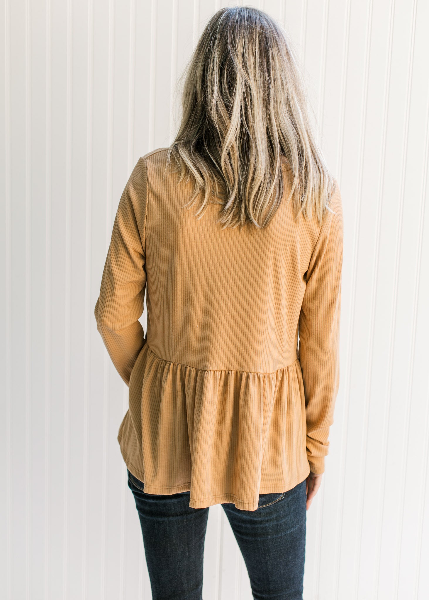 Butterscotch Ribbed Neck Top