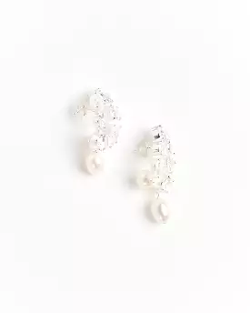 Cascading Pearls/Zirconia Earrings