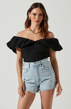 Claribelle Ruffle Hem Off Shoulder Top