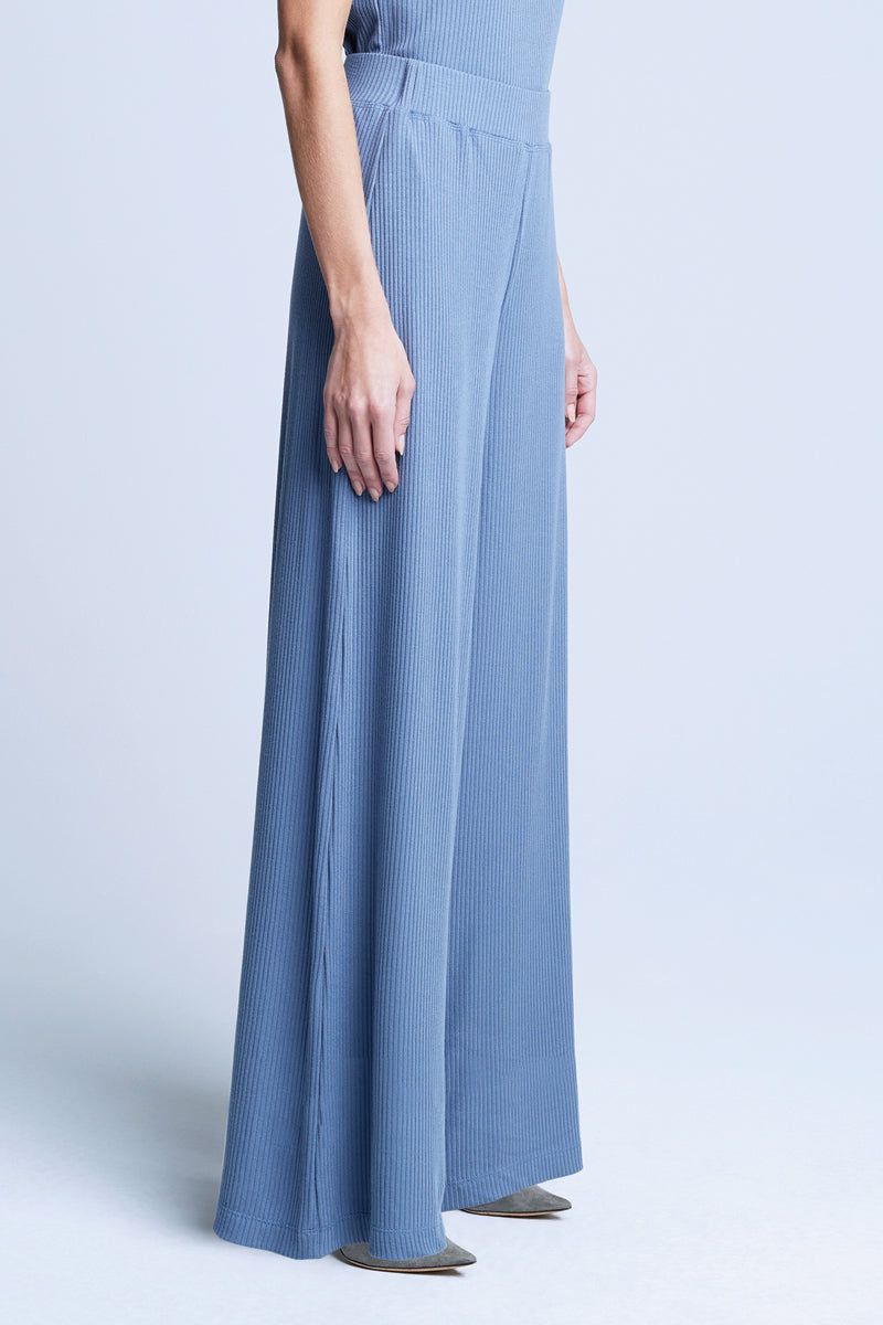 Crawford Wide Leg in Pant in Steel Blue