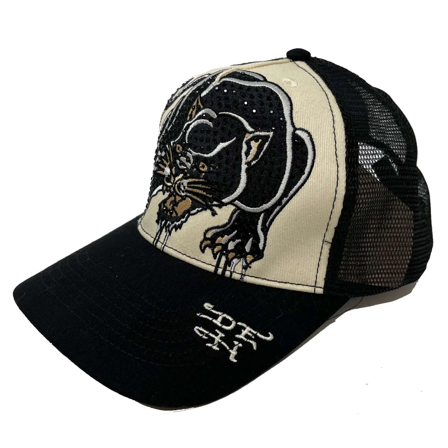 Ed Hardy Panther Black & White Rhine Stone Trucker Hat