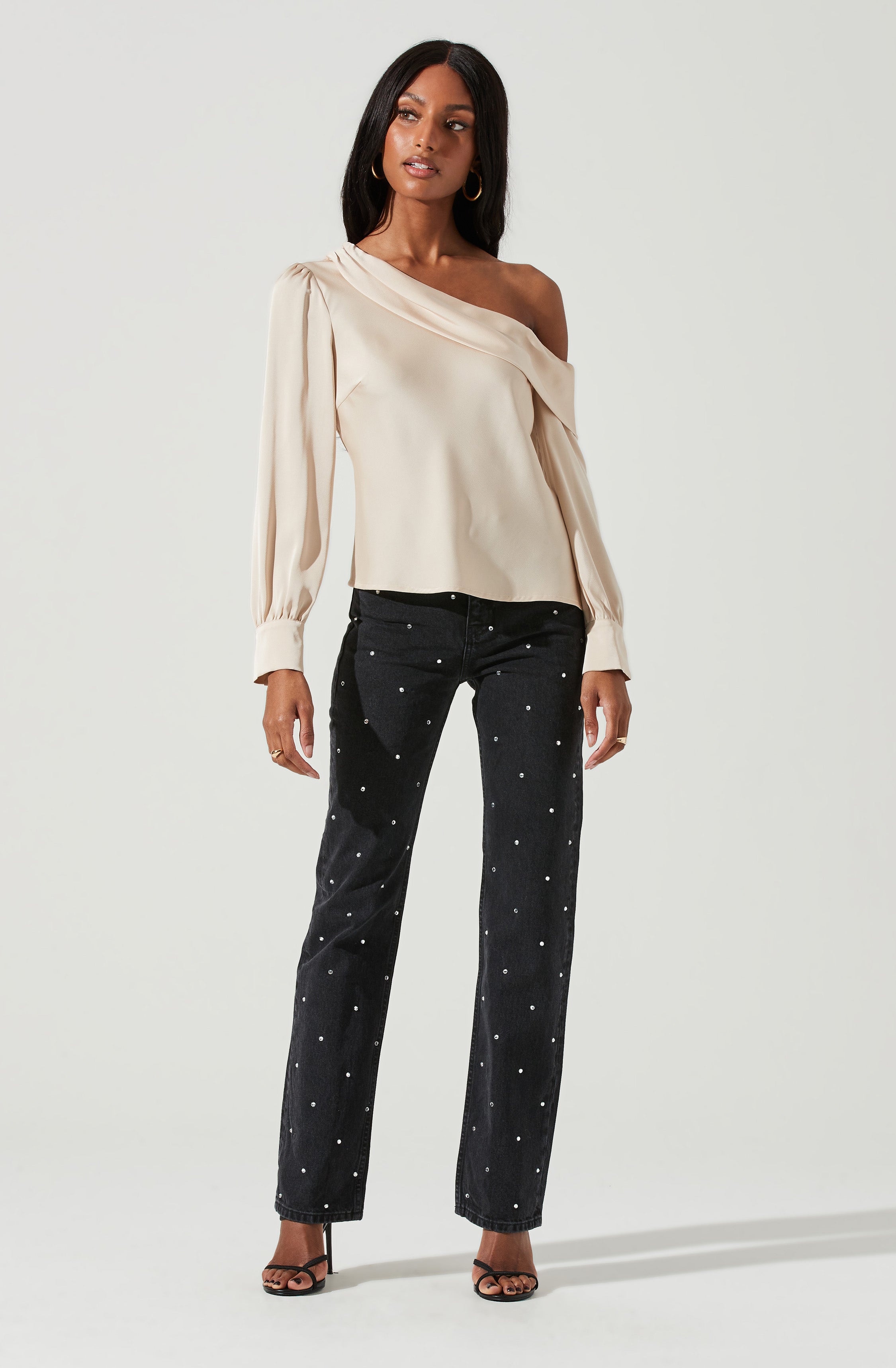 Ellen Draped Off Shoulder Long Sleeve Top