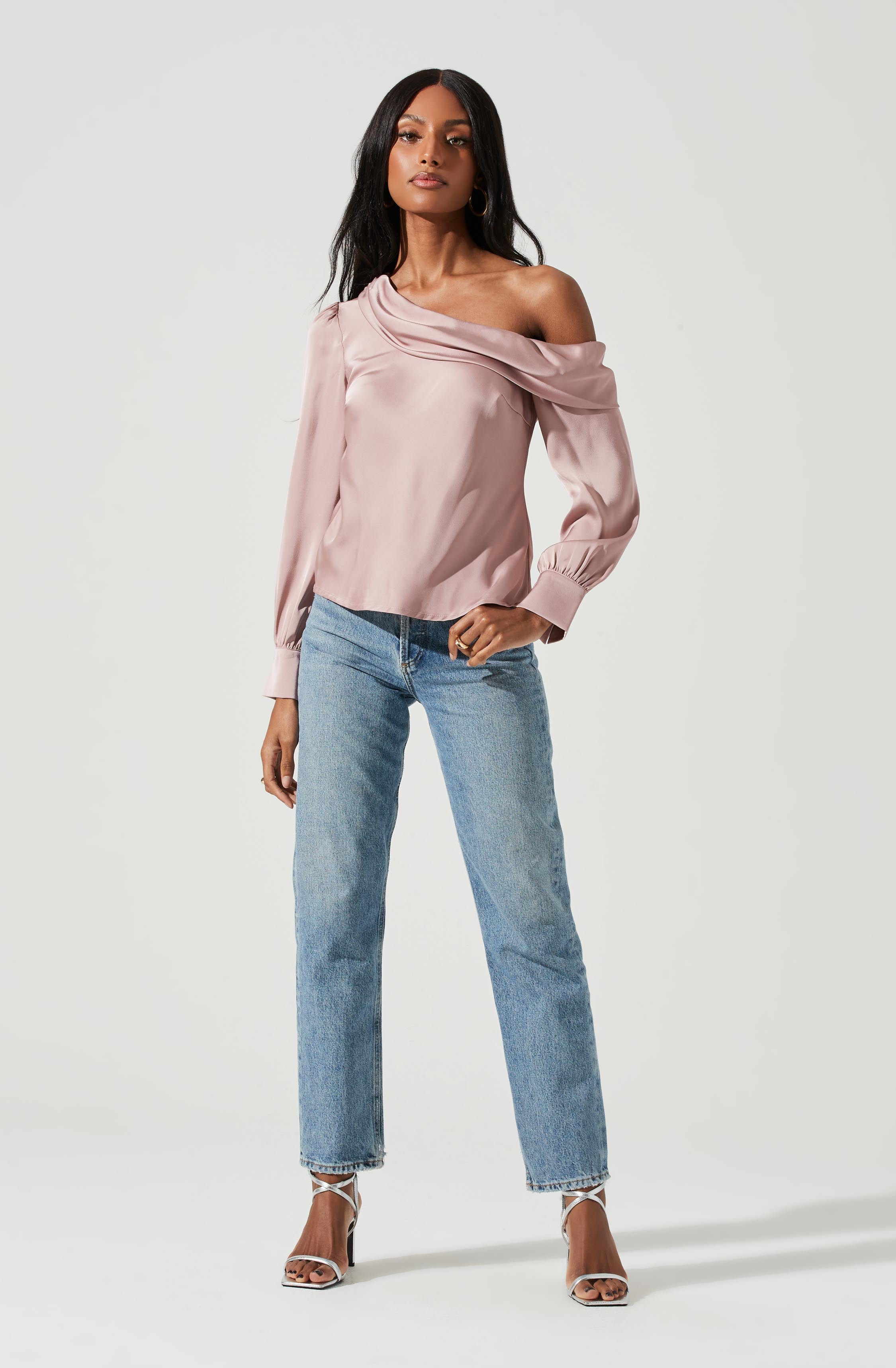 Ellen Draped Off Shoulder Long Sleeve Top