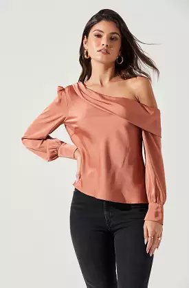 Ellen Draped Off Shoulder Long Sleeve Top