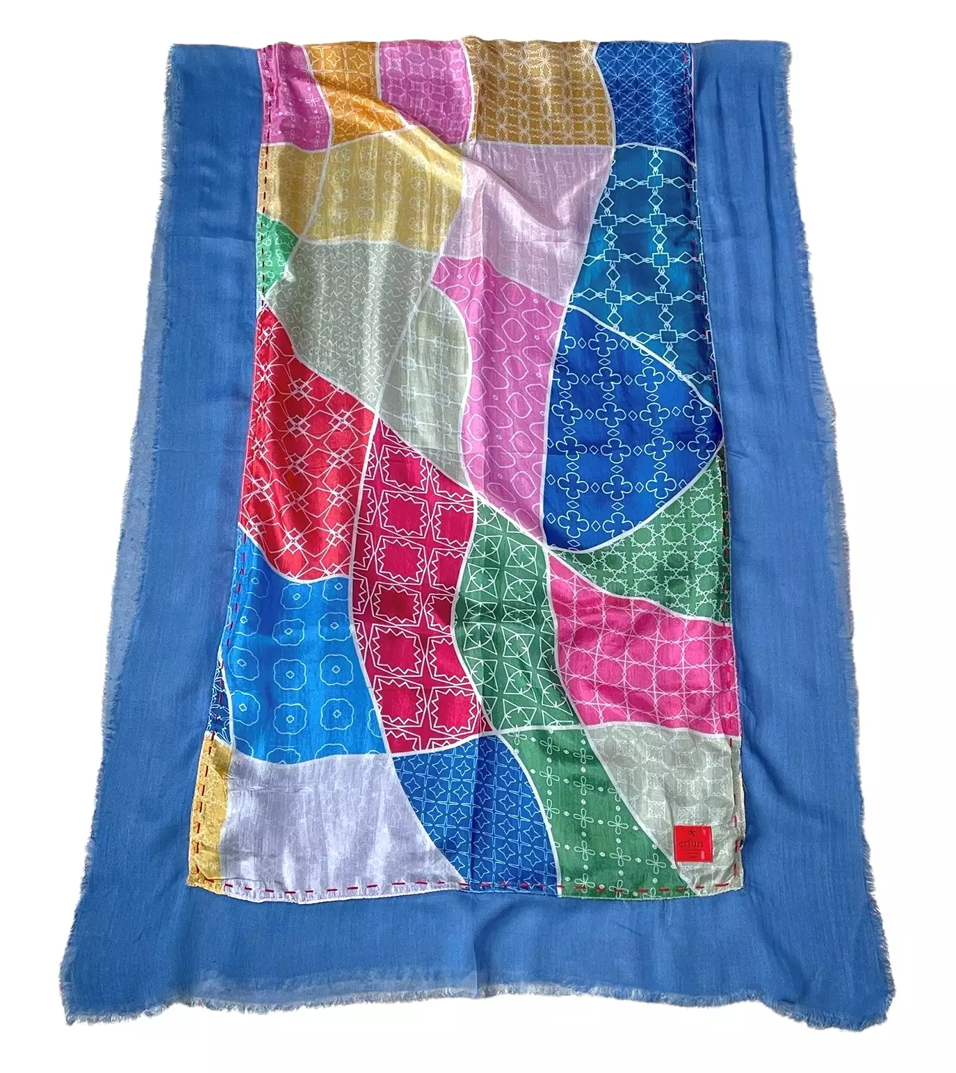 Erfurt Scarf Silk Modal Printed Patchwork Blue