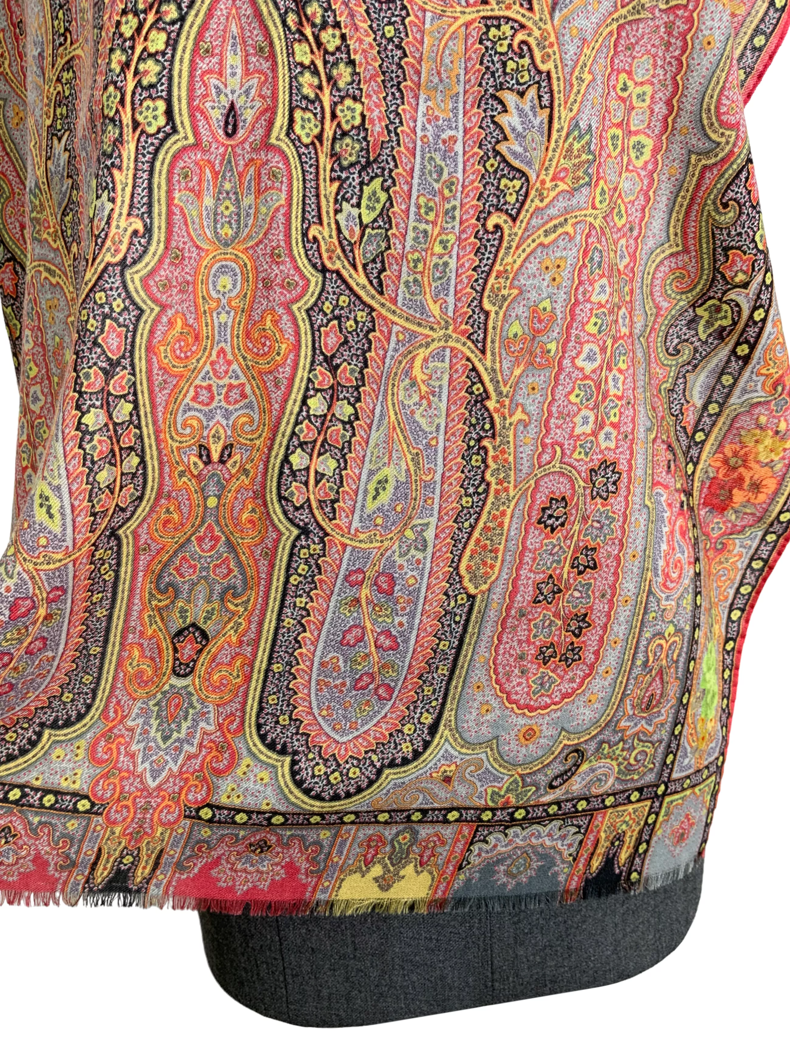 ETRO Floral Paisley Printed Fringe Oblong Scarf