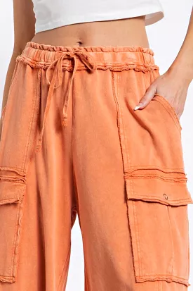 FADED RUST WIDE LEG PANTS