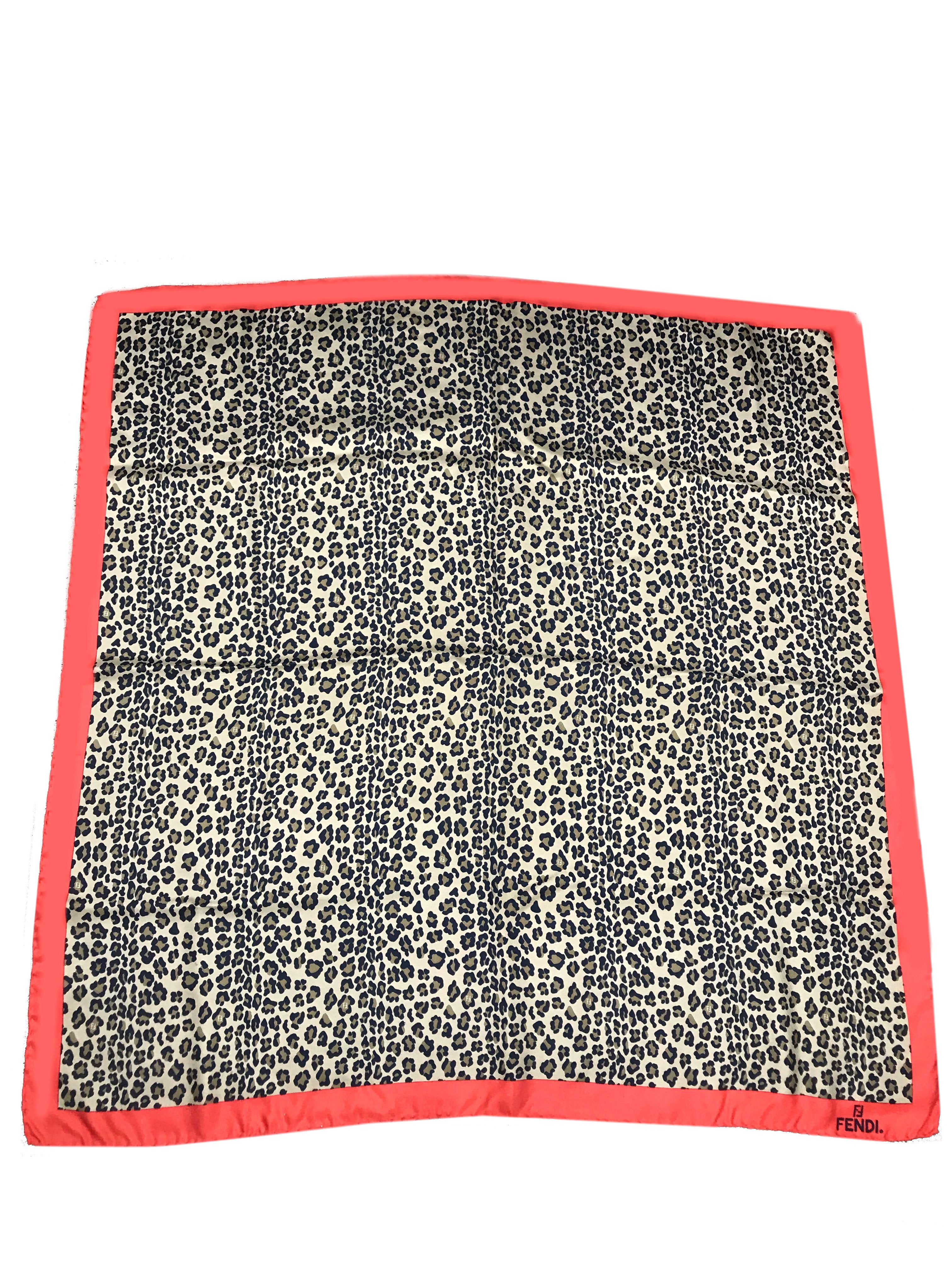 Fendi Leopard Print Silk Scarf