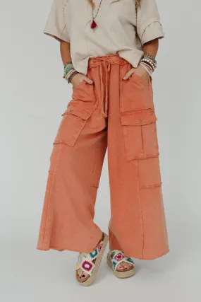 Game On Cargo Wide Leg Pant - Burnt Orange