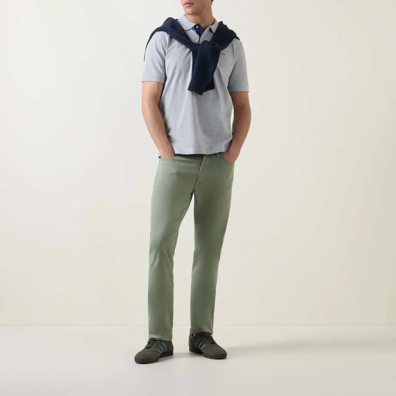 GANT Desert Mid-Rise Straight Leg Trousers - Light Green