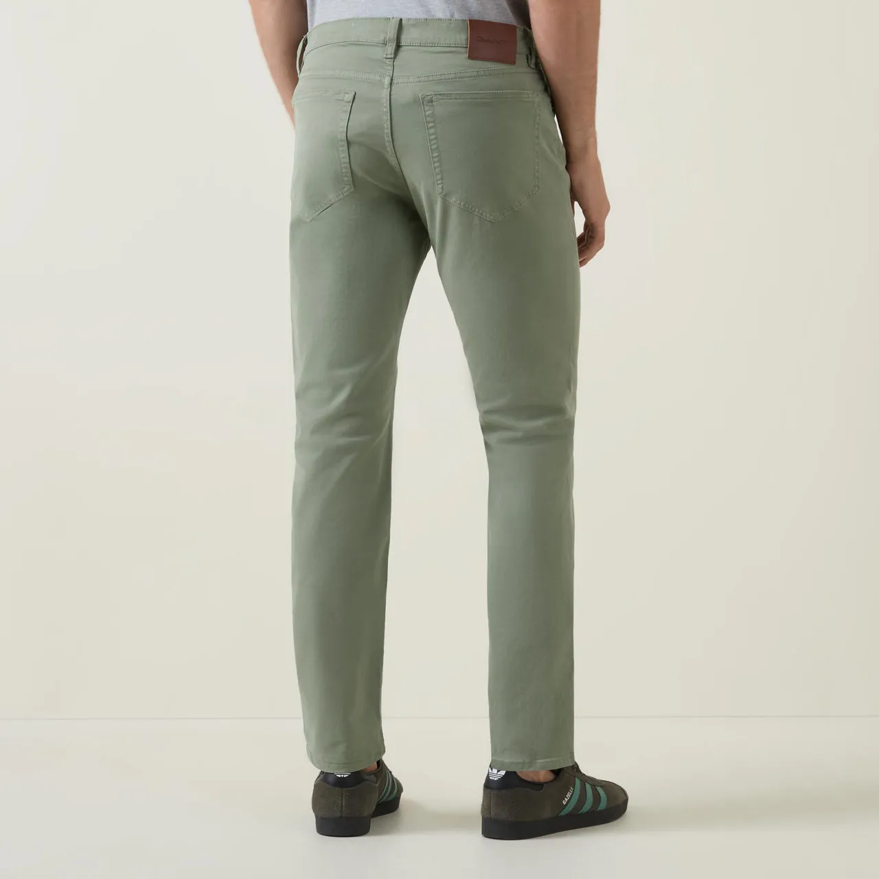 GANT Desert Mid-Rise Straight Leg Trousers - Light Green