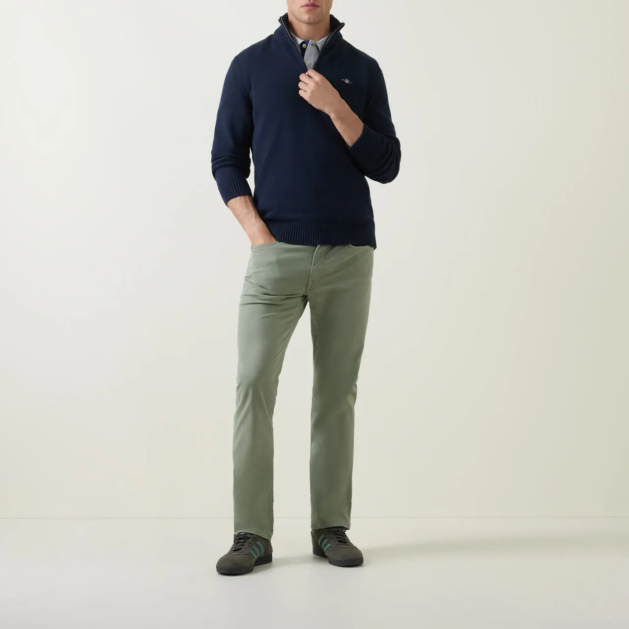 GANT Desert Mid-Rise Straight Leg Trousers - Light Green