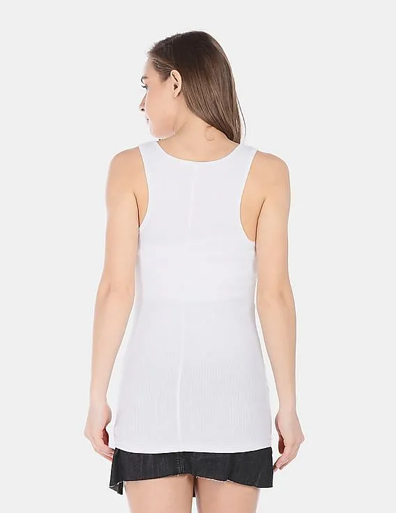 GAP Women White Women Pure Body Modal Ribbed Tank Top