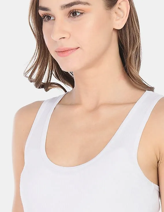 GAP Women White Women Pure Body Modal Ribbed Tank Top