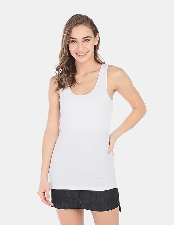 GAP Women White Women Pure Body Modal Ribbed Tank Top