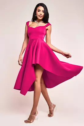 Goddiva Asymmetric Flared Hem Midi Dress