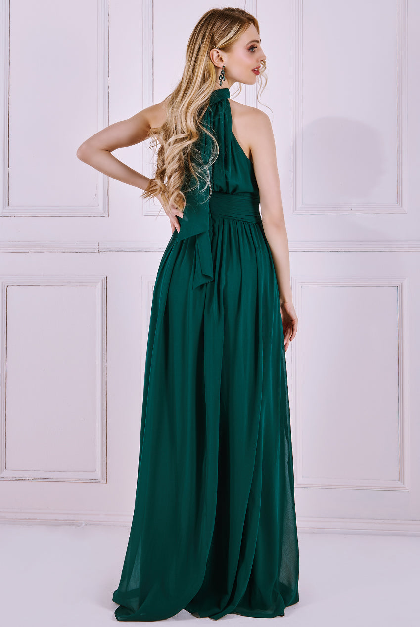 Goddiva Chiffon Maxi With Thigh Split Dress