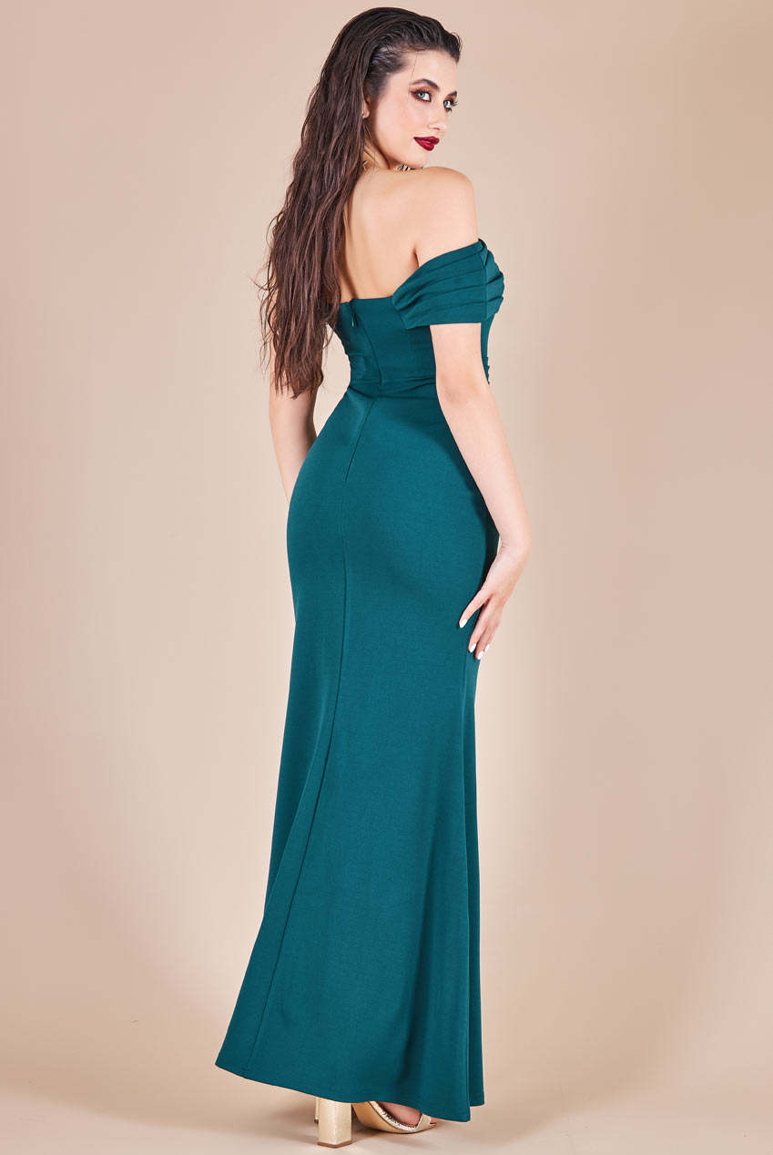 Goddiva One Shoulder Scuba Maxi Dress