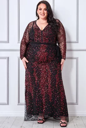 Goddiva Plus Spread On Sequin Maxi Dress