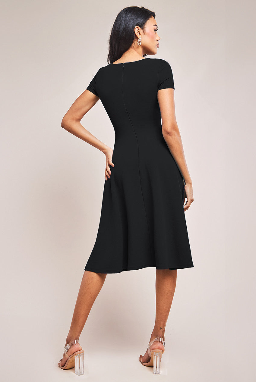 Goddiva Scuba Crepe Twist Cutout Midi Dress