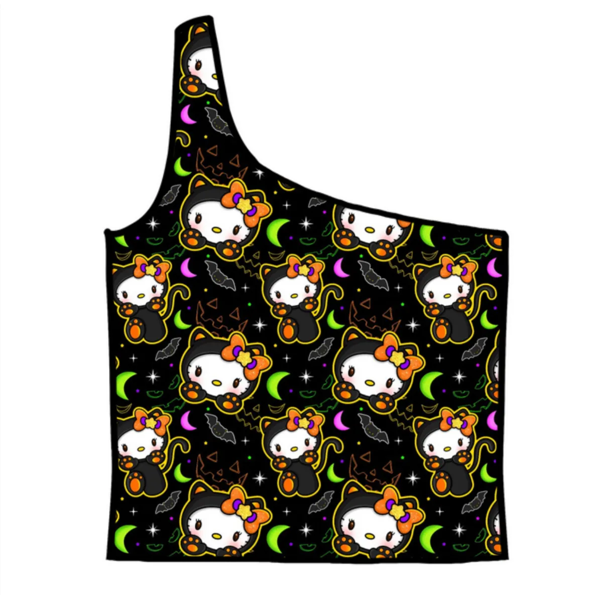 HK Halloween Adult One-Shoulder Cropped Top