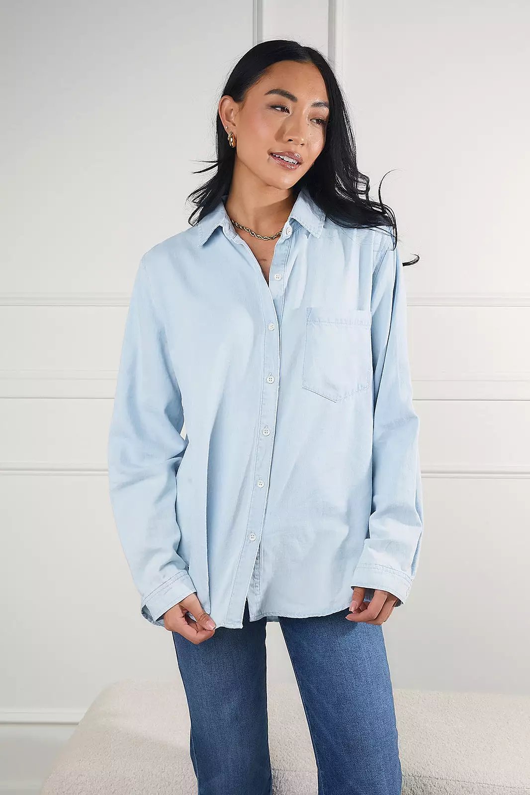 I Found You Classic Denim Button Up