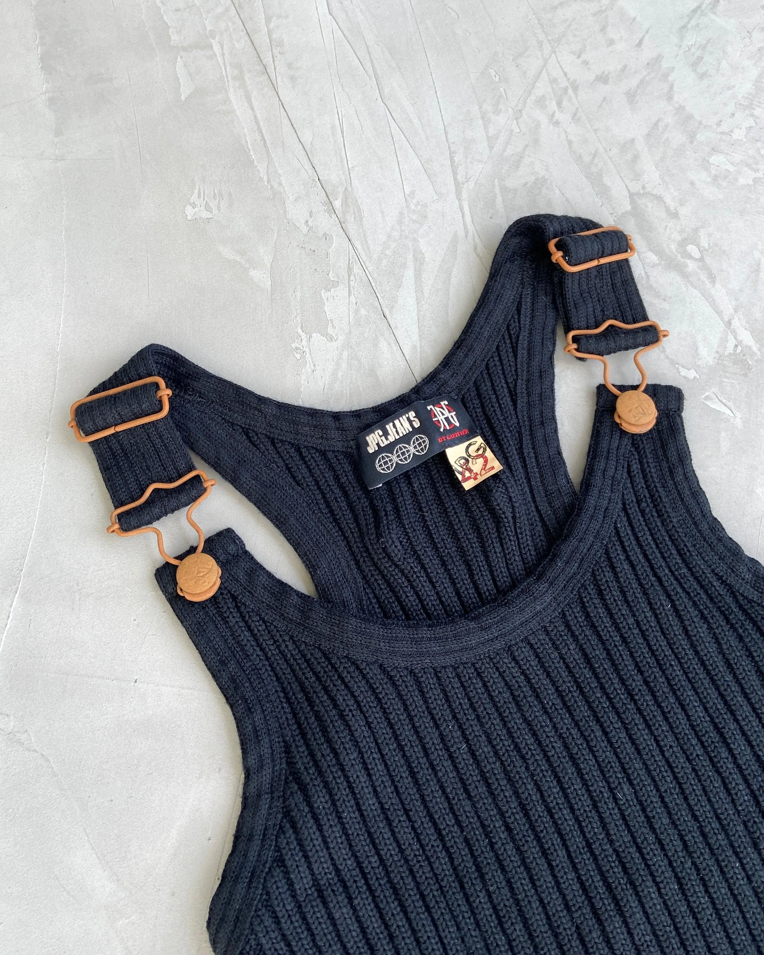 JEAN PAUL GAULTIER 'JPG JEANS' RIBBED VEST TOP - M