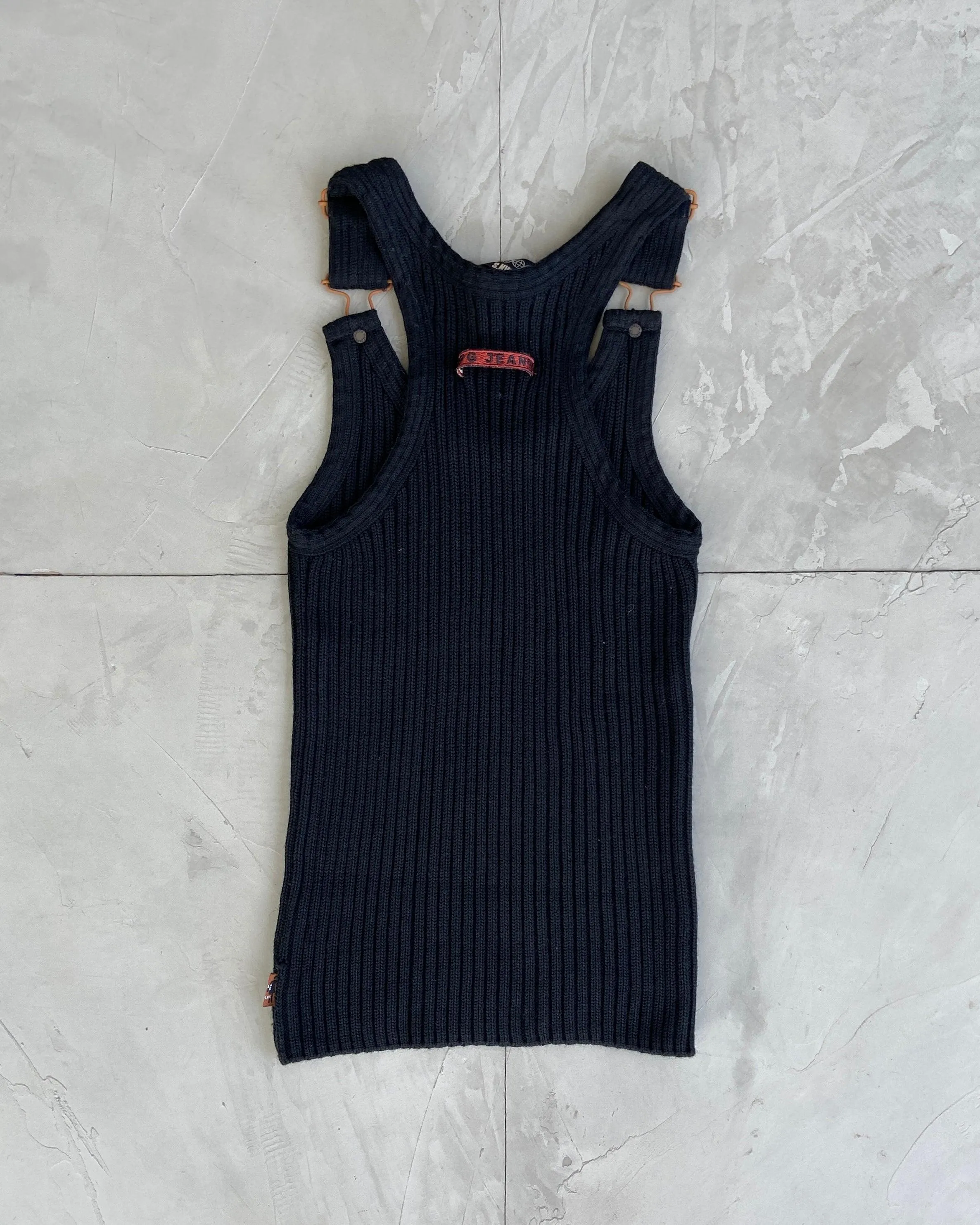 JEAN PAUL GAULTIER 'JPG JEANS' RIBBED VEST TOP - M