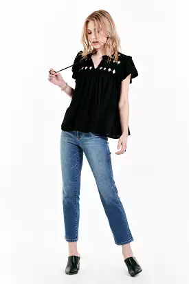 Kezia Knotted Embroidery Top