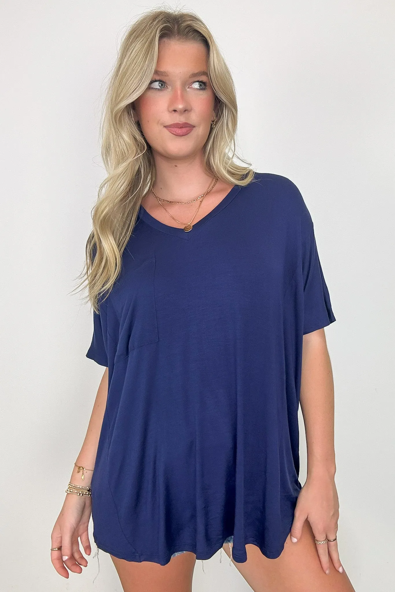 Krystle V-Neck Front Pocket Top