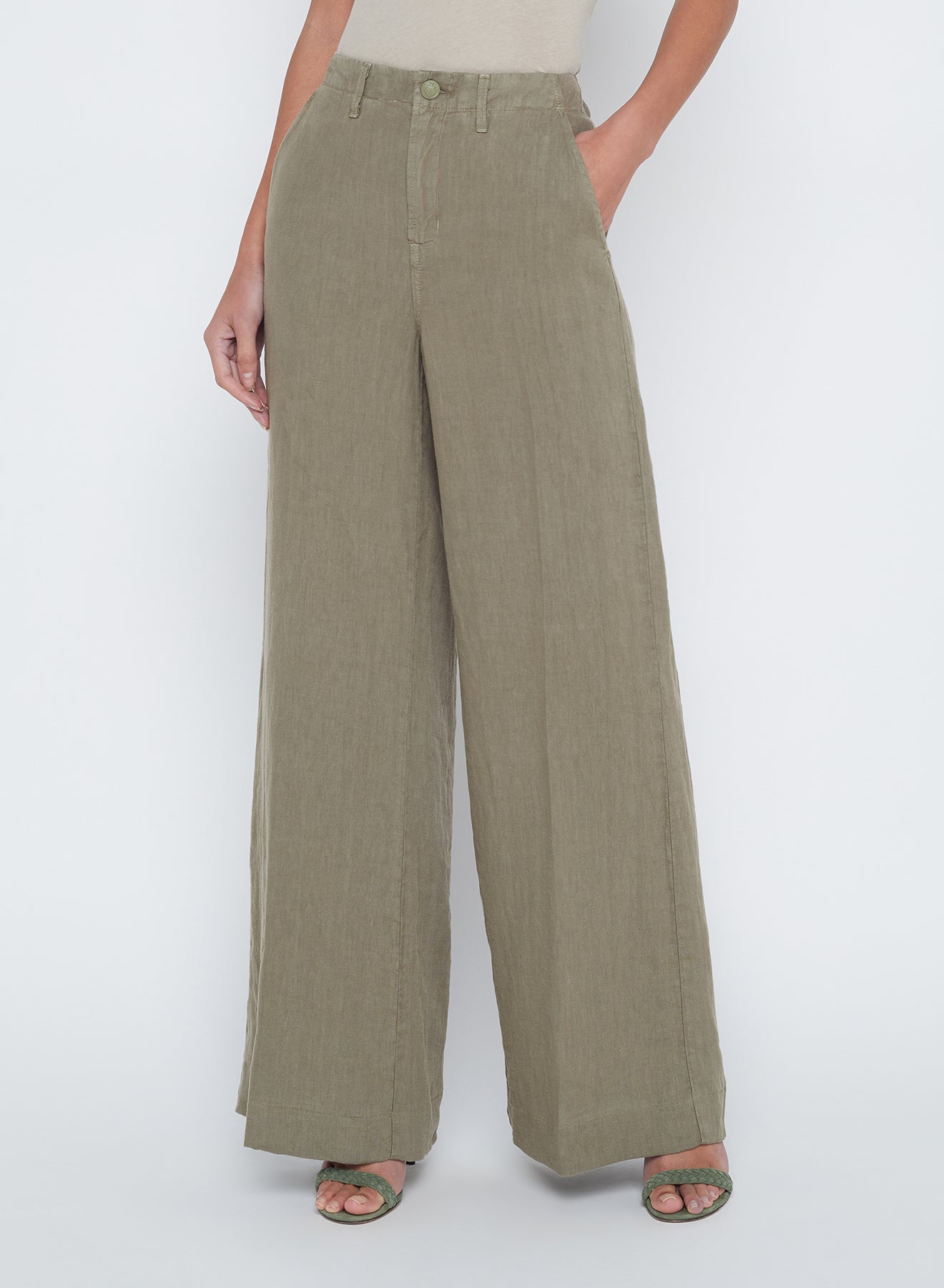 L’agence - Brie H/R Wide Leg Pant - Covert Green