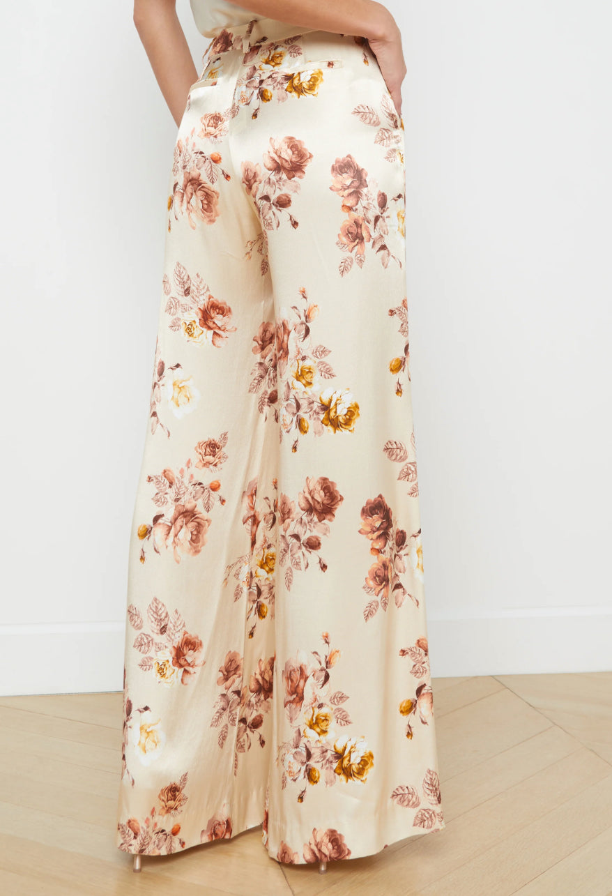 L’agence - Pilar Wide Leg Pant - Buff Multi Tonal Rose Floral