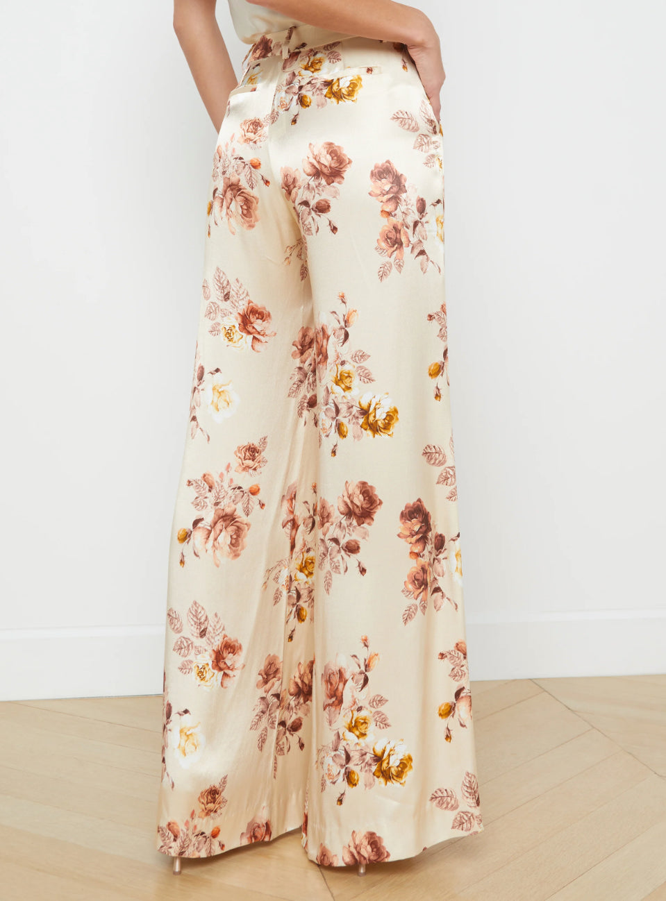 L’agence - Pilar Wide Leg Pant - Buff Multi Tonal Rose Floral