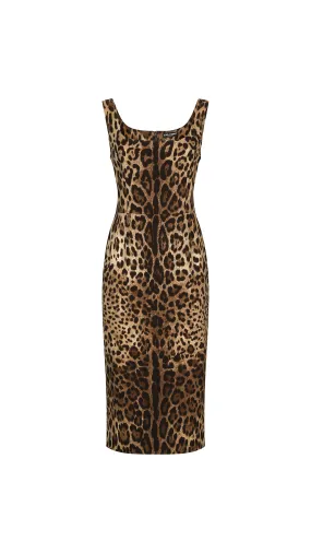 Leopard-print Charmeuse Midi Dress - Leopard