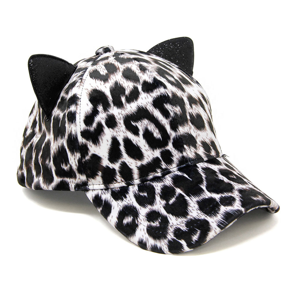 Leopard print kitty cap