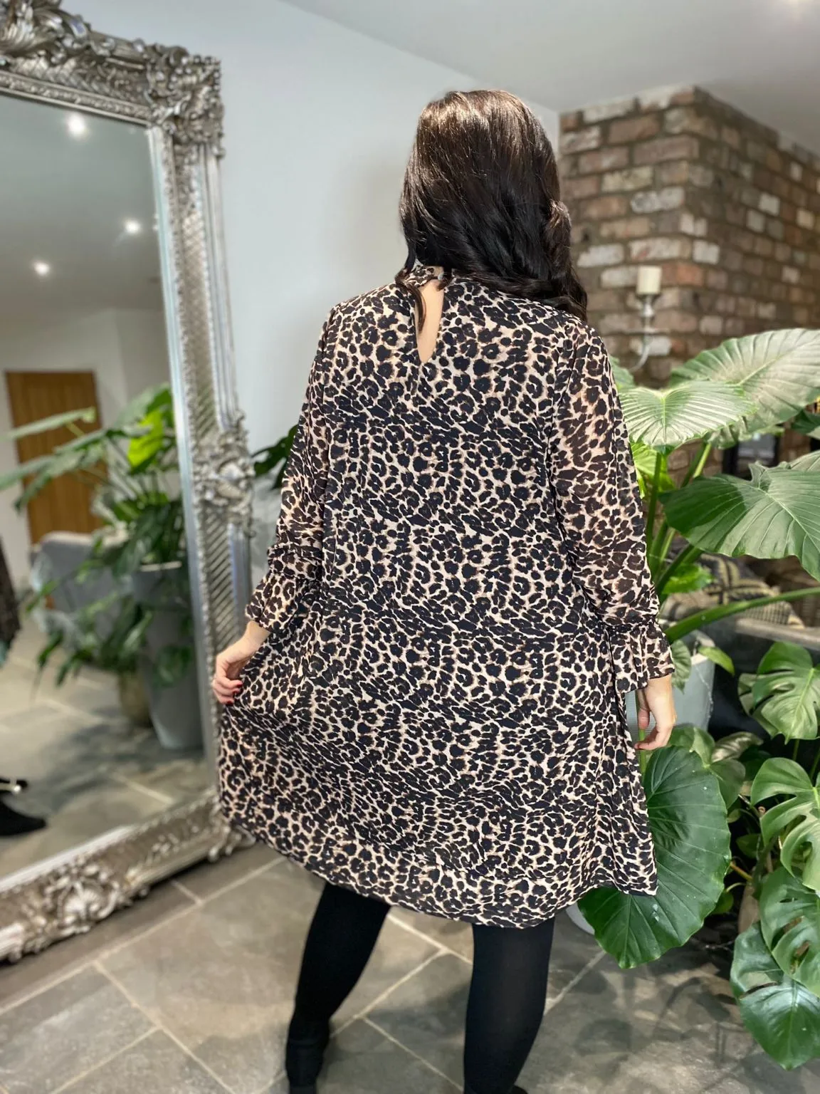 Leopard Print Pleated Dress Florence