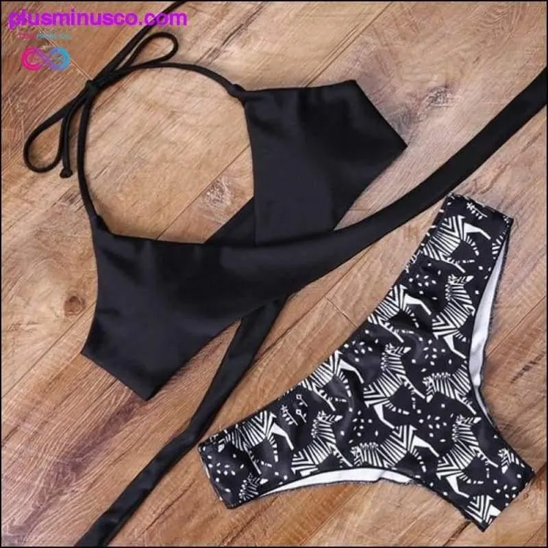 leopard swimsuit snake print bikini sexy cross bandage