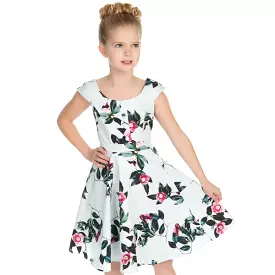 Little Kitty Girl's Pale Blue Floral Print Party Dress