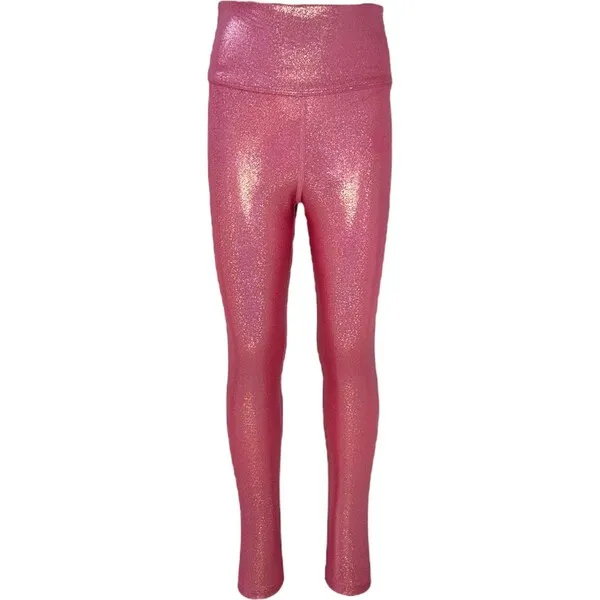 Lola + The Boys Shimmer Athletic High-Waist Leggings, Metallic Pink