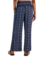 Macy's Kingston Grey Juniors' High-Rise Wide-Leg Smock-Waist Pants