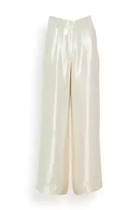 Malcolm Textured Satin Pant in Cream