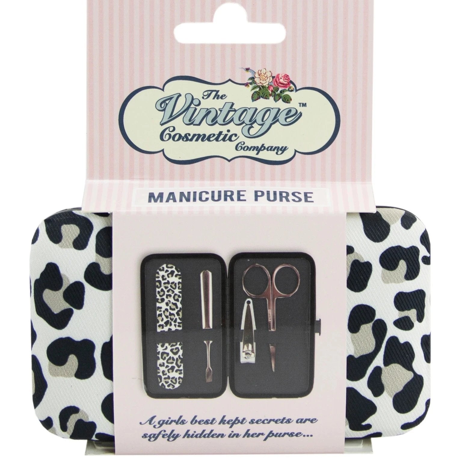 Manicure Set In Leopard Print Purse